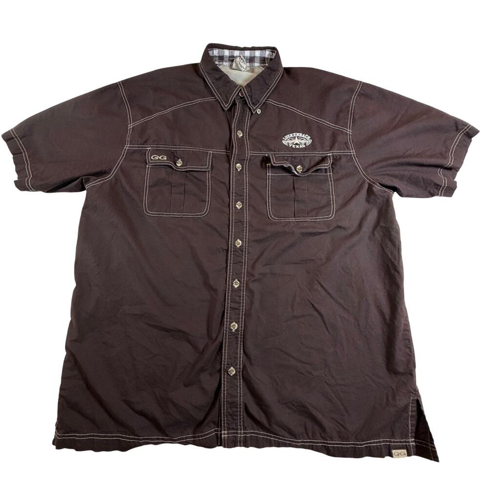 GameGuard Luckenbach Texas Brown and Plaid Vented Fishing Shirt Men’s XL